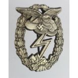 WW2 German 3rd reich Luftwaffe ground combat badge maker marked Ges.Gesch.