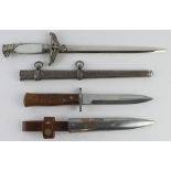 German World War I Trench Knife and a Third Reich Diplomatic Service Dress Dagger: Both modern