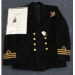 Royal Naval officers jacket belonging to Cdr Oliver Lascelles DSC MBE RN Submariner comes with