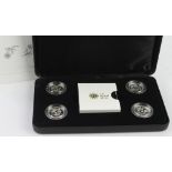 Royal Mint: Icons of a Nation, The Floral 2013 UK £1 Coin (four-coin piedfort set) aFDC cased with