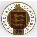 Police, WW1 Guernsey brass & enamel Special Constable badge (pin fitting which is a replacement) -