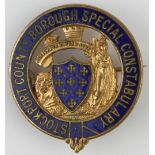 Police, WW1 Gilt brass & enamel Stockport County Borough Special Constabulary badge - pin fitting