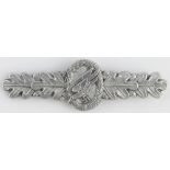 German 3rd Reich late war Luftwaffe Paratroopers Combat Clasp, maker marked 'A'. One pin missing