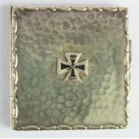 WW1 Imperial German Heavy Silver Plated Pill Case with an Iron Cross of the lid.