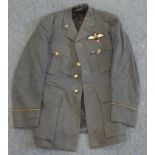 RAF WW2 pilots jacket unnamed with kings crown pilots wings, VR collar badges 1939-45 star medal
