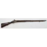 Indian smoothbore Musket c1856-1870, barrel approx 18 Bore, length 38" with fixed rearsight.