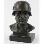 German WW2 bust of a German soldier on marble stand. Old crack to the stand.