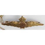 RAF 9ct Gold stamped sweetheart pin badge (2.9 gms)