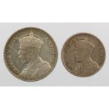 Fiji (2): Shilling 1934 lightly toned AU, and Sixpence 1934 lightly toned GEF