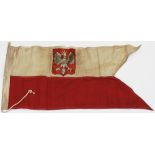 Poland a Free Polish Naval Pennant /.Flag stamped London 1942 , service wear.