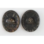 German WW2 wound badges with award documents to brothers to Gefreiten Hans Tram and Pioneer