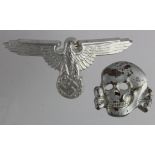 German SS Cap badges 2x inc maker marks to skull.