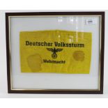 German WW2 framed Deutscher Volkssturm arm band.