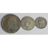 Bulgaria (3) silver coins: 5 Leva 1894KB, nEF, 2 Leva 1894KB VF, and 1 Lev 1894KB nVF