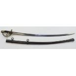 Sword, an unmarked Cavalry Sword similar to the US 1840 Cavalry Troopers Sword, blade 36" inches,