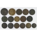 Ireland (16) copper & bronze 17th-19thC assortment, noted a few Gunmoney pieces Fair-VG, a couple of