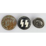 German SS items, VT Button badge, SS Lapel badge etc.