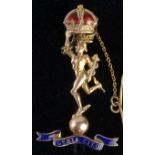 Royal Signals 9ct Gold stamped and enamel sweetheart pin badge (4.2 gms)