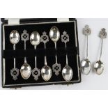 Regimental silver spoons (8) Kolar Gold Fields Battn. comprising 6 boxed and 2 loose - various