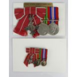 MBE (Mily) Female Ribbon, Defence & War Medal mounted as worn with matching miniatures. Group