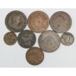 Tokens, 19thC (8) copper & bronze assortment of Pennies, Halfpennies and advertising pieces, mixed