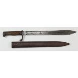 Imperial German WW1 Butcher Bayonet with steel scabbard. Blade maker marked 'Gebr Hartkopf