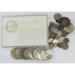 World Silver Coins: 537g mixed, mostly high content including 12x Maria Theresa Thalers and 2x USA