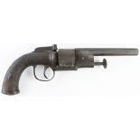 Percussion Transitional Revolver circa 1849/50, barrel 6" inches, top flat signed "Joseph Bourne".