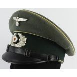 German 3rd Reich NCO Army Peaked Cap, damaged sweatband with old repair