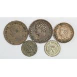 Italian States, Napoleonic Kingdom of Italy (5) various 3 Centesimi, Soldo and 10 Centisimi, 1810-