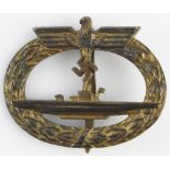 German 3rd Reich U-Boat Badge, no makers mark