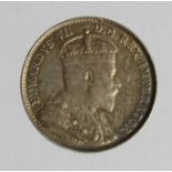 Canada silver 5 Cents 1905 lightly toned EF