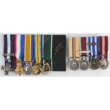 Miniature medals 2x groups inc a WW1 DSC & Bar.