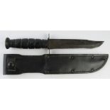 U.S. Ontario knife in black leather scabbard