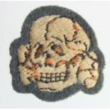 German 3rd Reich Cloth Waffen SS Totenkopf Deaths Head Badge.