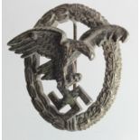 WW2 German Luftwaffe Observers Badge with Professional Repair of the Period (rivet through left