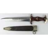 German early type SA Dagger with scabbard, blade marked 'Aesculap Tuttlingen' and crossguard stamped