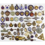 Military / home front services pin and lapel badges, several enamelled, majority WW1 (approx 66)