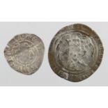Edward III hammered silver (2): Halfpenny GF, small split, and Halfgroat of London, clipped Fine.