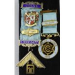 Masonic Gilt & Enamel Past Master Medal and a Gilt Centenary Medal to the Colne Lodge No. 2477 - the