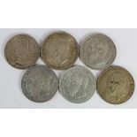 World crown-size silver coins (6) 19th-20thC, aVF-AU