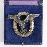 German Luftwaffe Pilots War badge maker marked l/12 in fitted case.