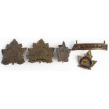 Canadian badges - including sweetheart badge '79 Manitoba Overseas Battalion'. With maker marked &