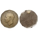 Reproduction: A uniface resin casting of the obverse of an Edward VIII brass Threepence.
