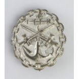 Imperial German Naval silver wounds badge.