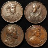 British Commorative Medals (4) by Swiss/French medallists 18th-19thC, bronze d.40-41mm: Dassier's: