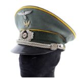 German 3rd Reich Heer (Army) Cavalry Officers Visor Cap.