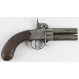 Over & Under Turn-Over Percussion Pocket Pistol circa 1840, 80-bore with 3 in. turn-off steel