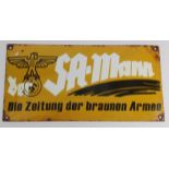 German SA Brownshirts enameled sign.