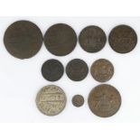 India, Madras Presidency, British East India Company (10) a collection of mostly copper coins,